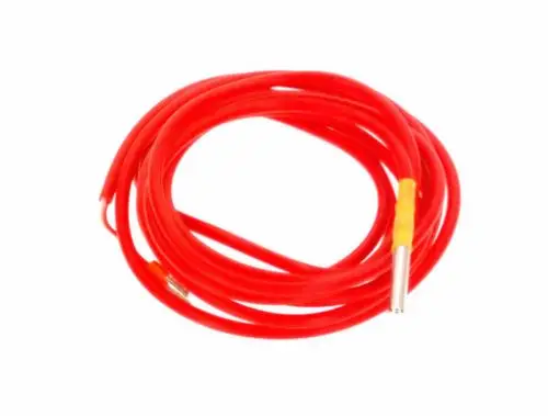 Rotes Kabel mit einem Temperaturfühler an einem Ende, hergestellt von Bosch, für die Messung von Temperaturen in verschiedenen Anwendungen.